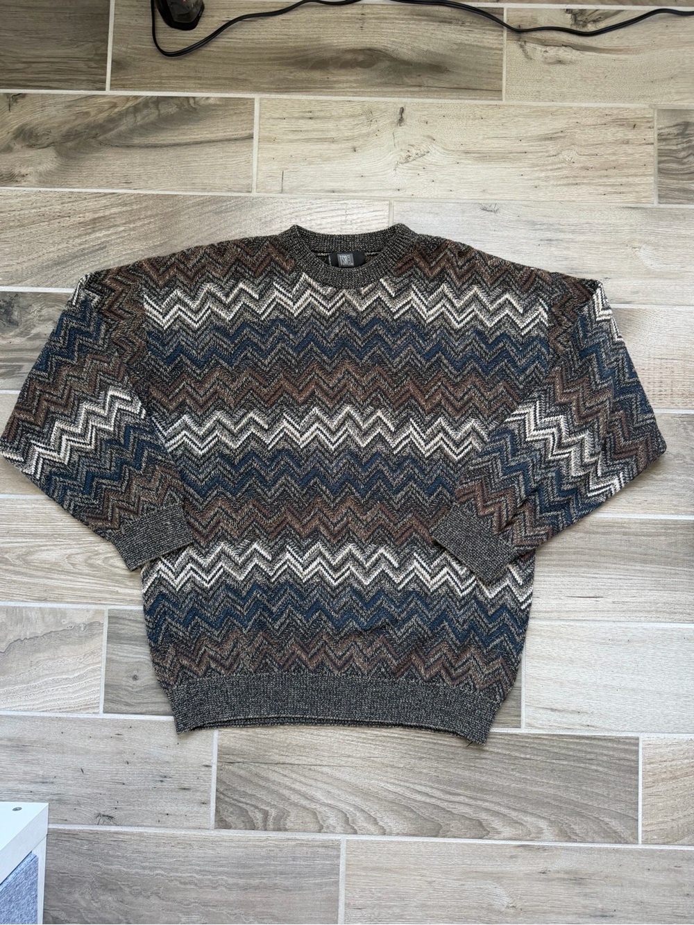 Vintage TSR Zigzag Chevron Pattern Knit Sweater / Size L Mens